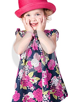 Beautiful little girl isolated on a white background