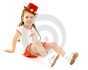 Beautiful little girl laughing.Isolated on white background.