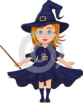 beautiful little girl in a witch costume