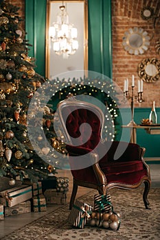 A beautiful living room decorated for Christmas