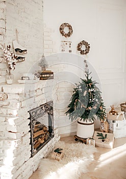 A beautiful living room decorated for Christmas