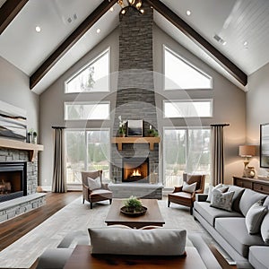 Beautiful living room in new traditional style luxury home