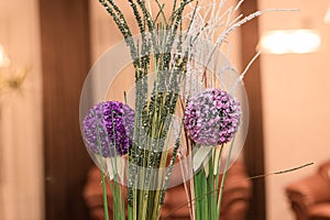 Beautiful living room purple and pink flower ball decoration wit