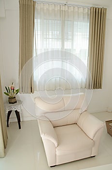 Beautiful living room with white sofa