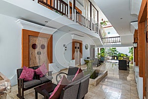 Beautiful lobby area at cheap villa in bali