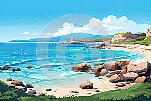 beautiful lonely beach in summer AI generated