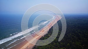 Beautiful long coast line with forestation arial drone view HD