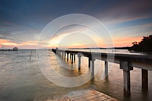 Beautiful long exposure shot of seascape at sunset