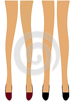 Beautiful long legs in young girls` shoes illustration