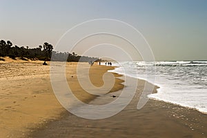 Beautiful long sandy beach in The Gambia