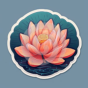 Beautiful lotus flower illustration, isolated on white. Generative AI