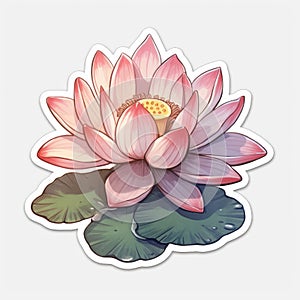 Beautiful lotus flower illustration, isolated on white. Generative AI
