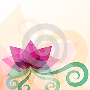 Beautiful lotus flower illustration. Vector abstract background.