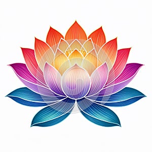 Beautiful lotus flower isolated on white background. Vector illustration.