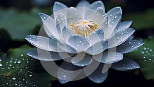 Beautiful lotus flower in a tranquil pond generated by AI