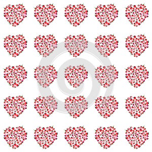 Beautiful lovely summer juicy tasty red and pink strawberry hearts pattern