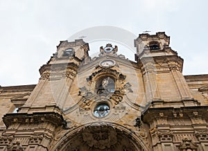 Beautiful low angle shot of the Basilica of Saint Mary of the Chorus, San Sebastian