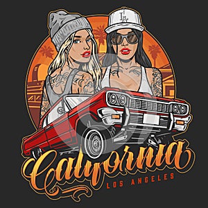 Beautiful lowrider girls flyer colorful