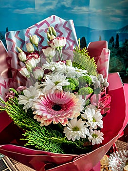 beautiful luxurious festive, well-designed bouquet of flowers