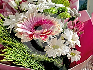 Beautiful luxurious festive, well-designed bouquet of flowers