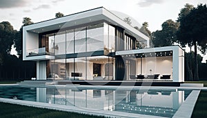 Beautiful luxurious house exterior. Architecture study design. Generative Ai