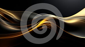 Beautiful luxury 3D modern abstract neon black and gold background composed of waves with light digital effect.