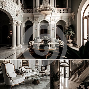 Beautiful Luxury living room interior millionaire home new luxury home. Generative AI.