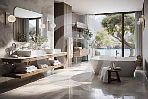 Beautiful Luxury Modern Bathroom Design with Freestanding Bathtub