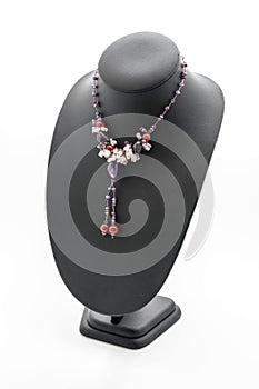 beautiful and luxury necklace on jewelry stand neck