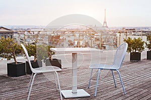Beautiful luxury rooftop restaurant in Paris photo