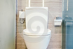 Beautiful luxury white toilet seat and bowl