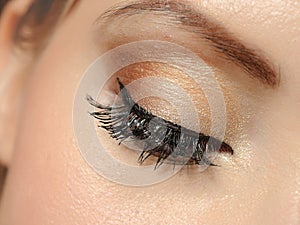 Beautiful macro eye with long lashes,make-up