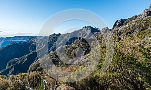 Beautiful Madeira island - view from Vereda do Arieiro hiking trail bellow Pico Ruivo hill photo