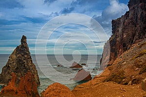 Beautiful Madeira rocky coastline, eastern cape