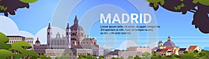 beautiful Madrid city business travel tourism concept cityscape with famous buildings horizontal