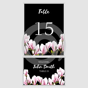 Beautiful magnolia bouquet wedding table number template