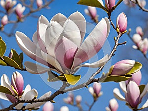 beautiful magnolia flowers in the garden