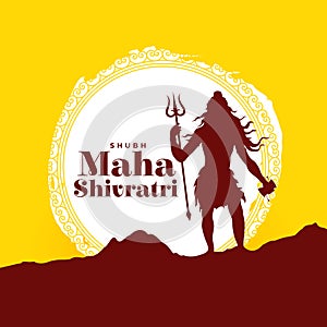 beautiful maha shivratri festive background with lord shiva silhouette