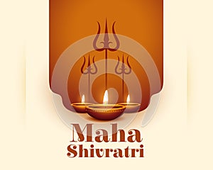 beautiful maha shivratri greeting background with glowing diya