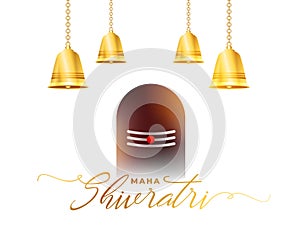 beautiful maha shivratri greeting background with hanging golden bell