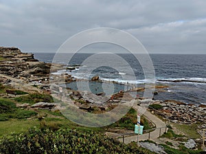 Beautiful Mahon rock tidal pool near Maroubra, Sydney.