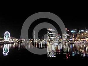 Beautiful majestic night scene of Darling Harbour at Sydney NSW