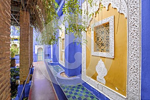 Beautiful Majorelle Garden established by Yves Saint Laurent in Marrakech, Morocco