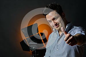 Beautiful male model posing at studio