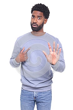 Beautiful man in front of a white background