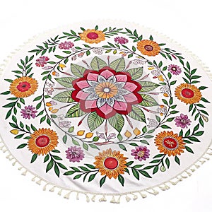 Mandala design element with flower pattern isolated on white background