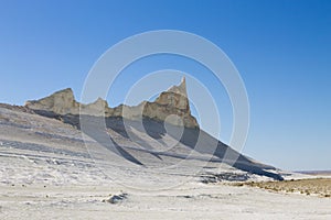 Beautiful Mangystau landscape, Kazakhstan. Ak Orpa pinnacles view, Bozzhira valley