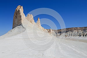 Beautiful Mangystau landscape, Kazakhstan. Ak Orpa pinnacles view, Bozzhira valley