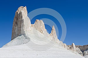 Beautiful Mangystau landscape, Kazakhstan. Ak Orpa pinnacles view, Bozzhira valley