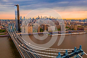 Beautiful Manhattan Bridge on the East River in New York City, USA